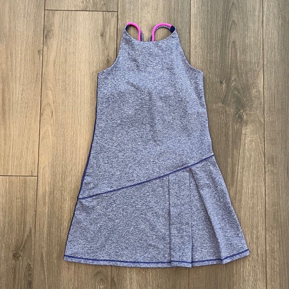 Ivivva by Lululemon Girls Blue Heathered Tennis Dress Strappy Back Size 8